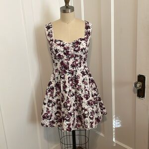 Lg hot topic skull and floral print sweetheart dress